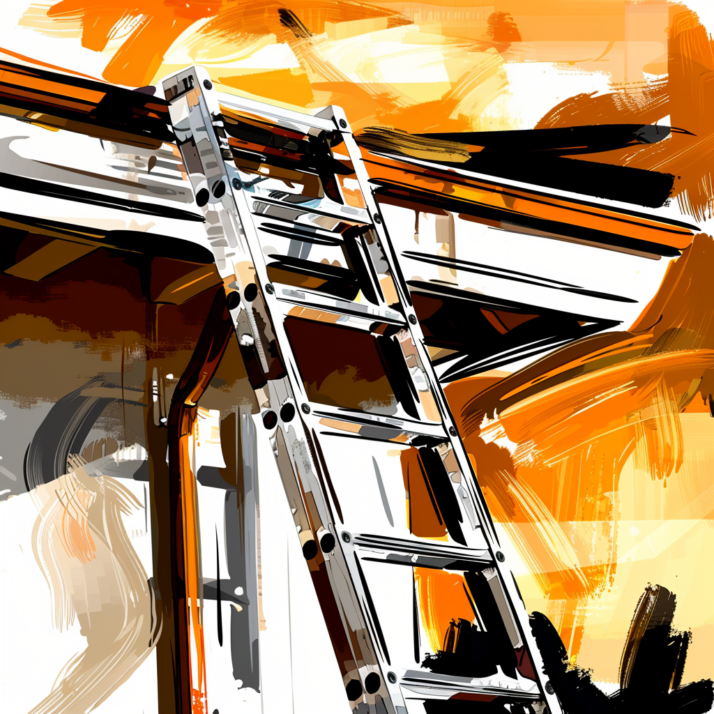 Ladder leaning against roof