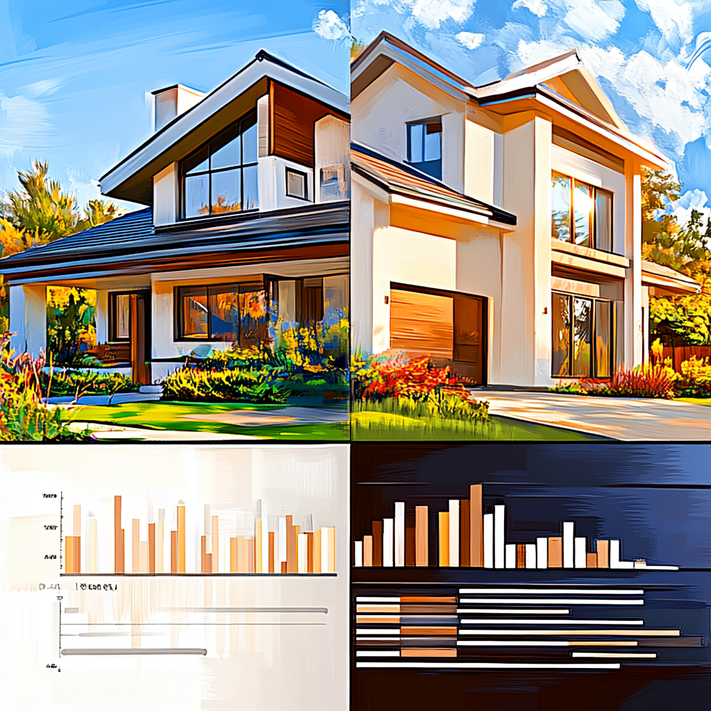 Houses with graphs of fixed vs variable rate mortgages